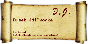 Dusek Jávorka névjegykártya